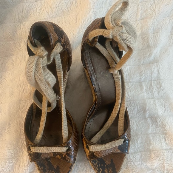 Theory Snake Skin Lace-up Espadrille Wedge EU 37 - Picture 8 of 11